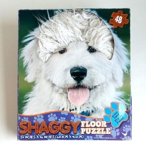 Shaggy Floor Puzzle - White Fluffy Dog 48 Pieces 24" x 36" (3 Foot Puzzle)